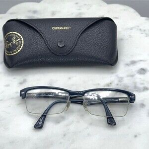Ray Ban RB 7014 5246 Blue Half Rim Eyeglasses Frames Only * with Case 54-18-140